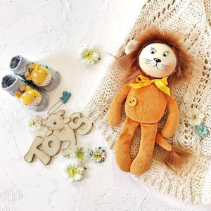 Stuffed lion plush Personalized lion doll Organic stuffed animals for baby