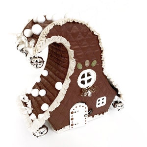 Felt gingerbread house pattern Putz house Christmas fairy house sewing pattern PDF