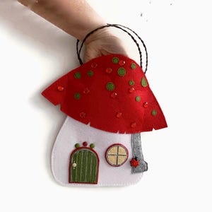 Mushroom House Felt Handbag, Fly Agaric Purse, Red Whimsy  Bag, Gifts for Toddlers