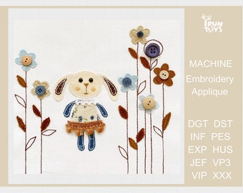 Bunny embroidery design rabbit Floral machine embroidery for kids