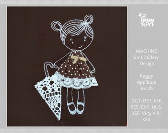 Baby girl machine embroidery designs for girls Umbrella embroidery pattern Kid applique