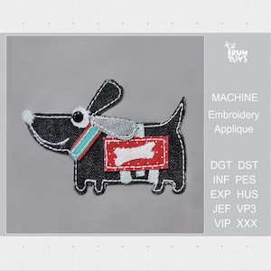Dog embroidery designs Dachshund machine embroidery pattern Puppy applique design 4 Sizes