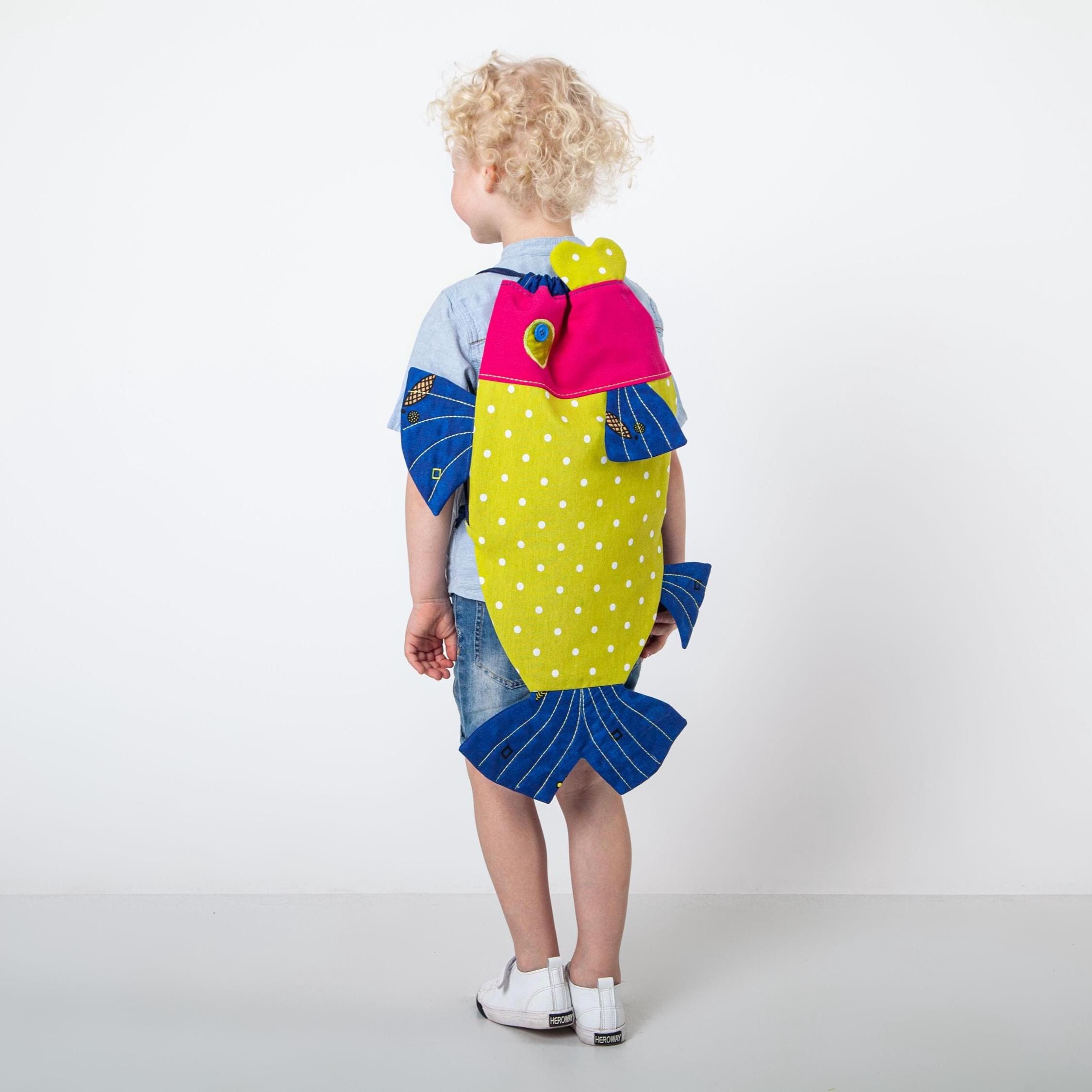 Fish drawstring bag pattern Kids backpack sewing pattern PDF rucksack for boys girls