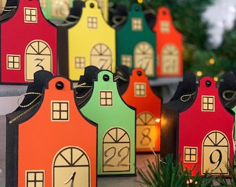 DIY Amsterdam Häuser Adventskalender Kit: 3D Weihnachtsdorf aus Papier