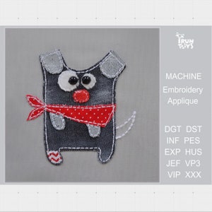 Dog embroidery design Dog applique design Puppy machine embroidery file 4 Sizes