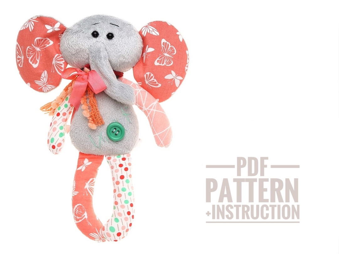 Plush Elephant Sewing Pattern Soft Toy Elephant Patterns Plush Etsy