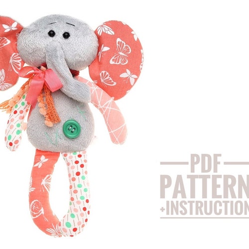 Plush Elephant Sewing Pattern Soft Toy Elephant Patterns Plush - Etsy