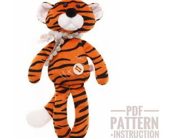 Plush Tiger sewing pattern Tiger pattern PDF plushie sewing pattern