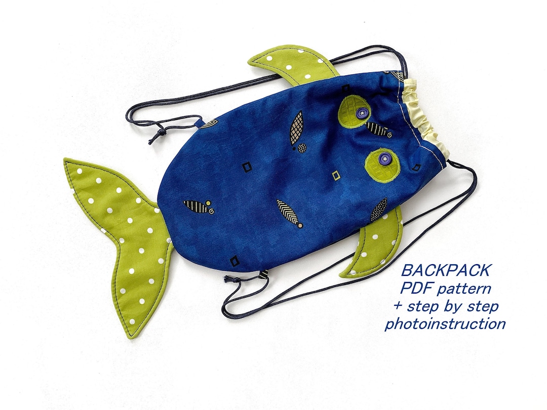Fish Drawstring Bag Kids Pattern Toddler Backpack Sewing - Etsy