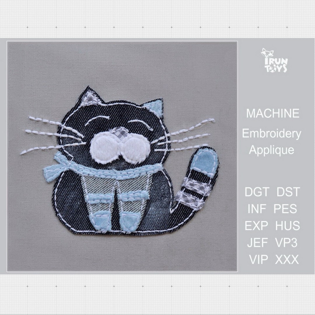 Cat Embroidery Design Fat Cat Applique Machine Embroidery Design 4 ...