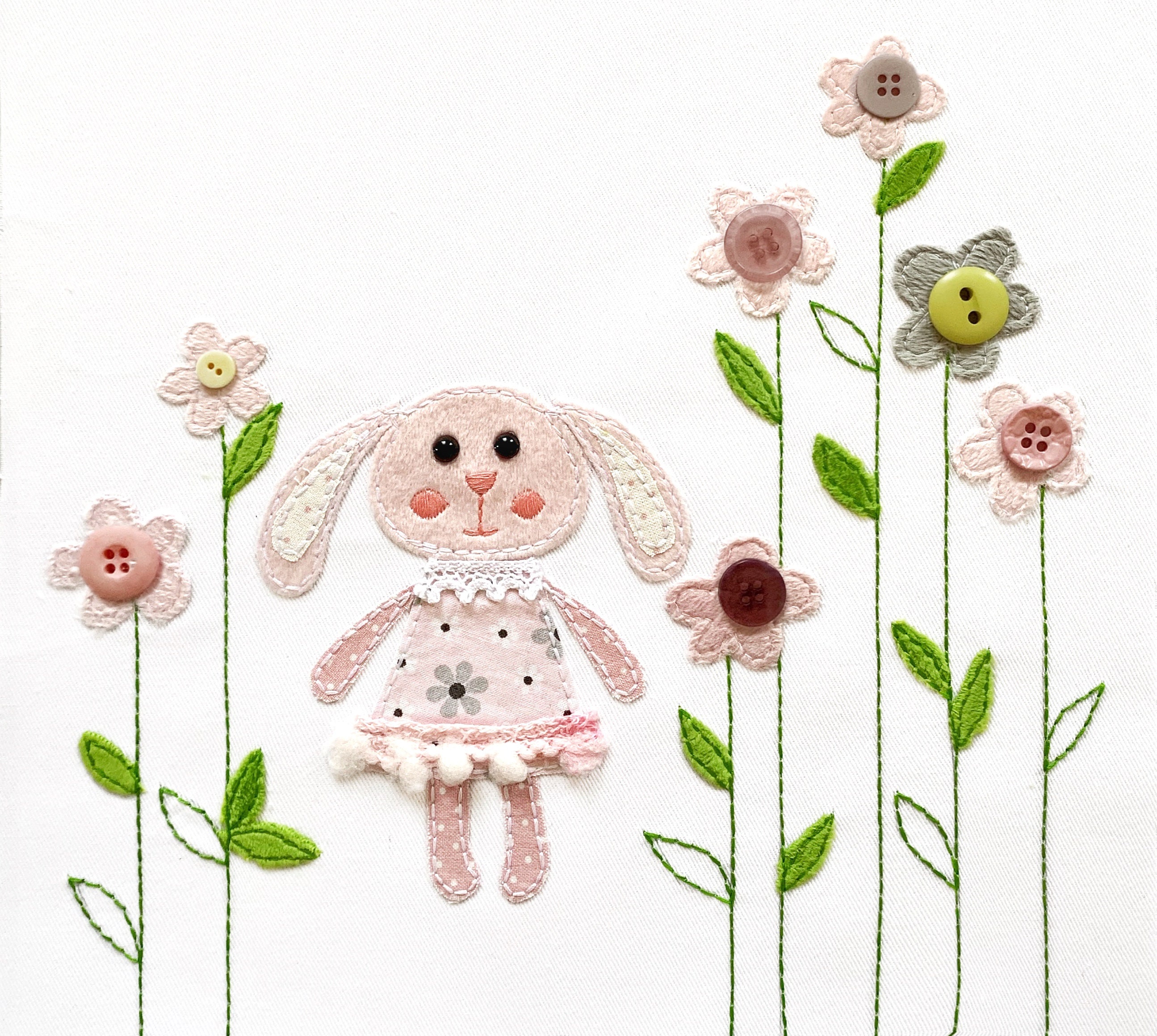 Bunny Embroidery Designs Rabbit Flower Machine Embroidery for - Etsy