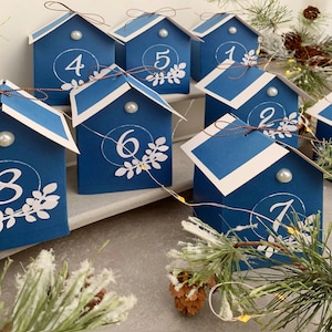DIY Christmas Village Advent Calendar, Christmas Houses, Cute Christmas Village, Christmas Advent Decor Houses.
