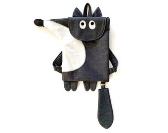 Wolf kids backpack sewing pattern Animal toddler backpack pattern PDF