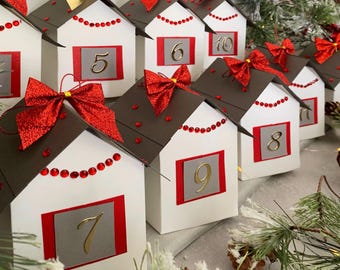 Wonderland Gift boxes, DIY kit Advent house boxes, Xmas project Countdown for December.