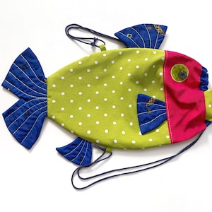 Fish drawstring bag pattern Kids backpack sewing pattern PDF rucksack for boys girls