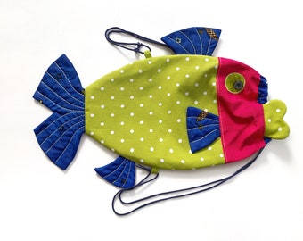 Fish drawstring bag pattern Kids backpack sewing pattern PDF rucksack for boys girls