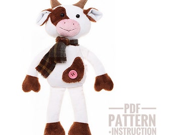 Plush Сow sewing pattern Сow pattern PDF plushie sewing pattern