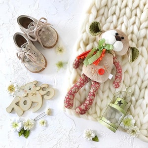 Personalized stuffed puppy Plush dog doll Snuggly gift for toddler boy girl
