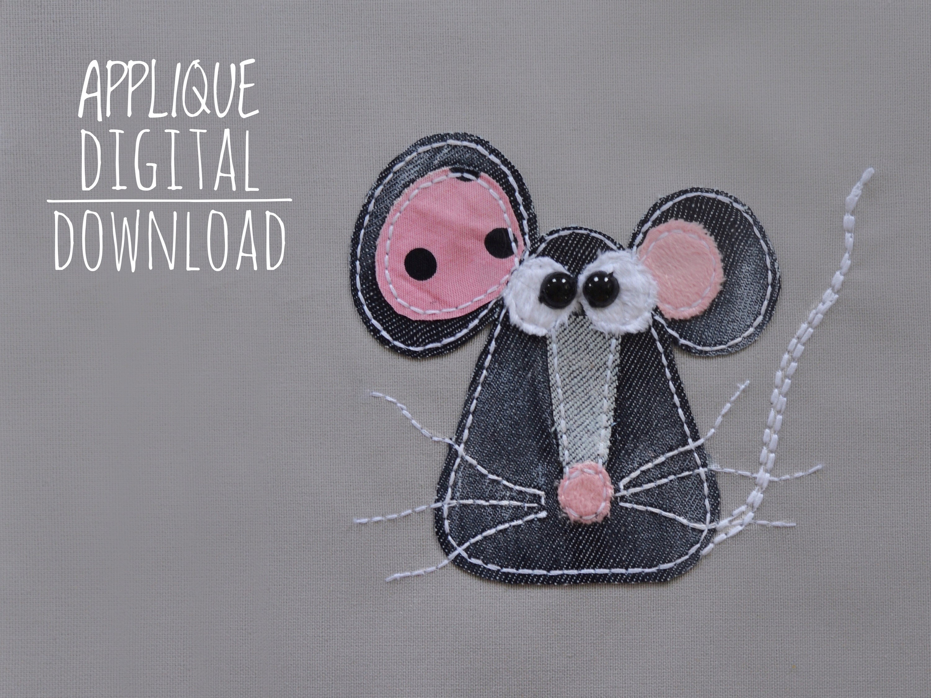 Mouse embroidery designs Digital applique design Mouse Etsy