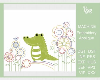 Crocodile machine embroidery design animal Baby embroidery pattern kids