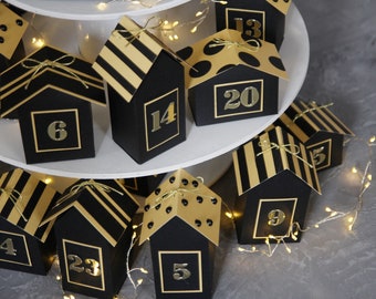 Weihnachtsdorf Papierhäuser, DIY-Adventskalenderbox für Kinder, Countdown bis Weihnachten