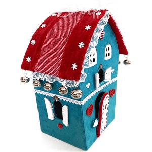 Felt gingerbread house sewing pattern DIY Christmas village felt doll house