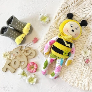 Cute plush bee doll Stuffed bee plushie toy Toddler girl gift