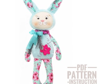 PDF Bunny pattern Rabbit doll sewing pattern Stuffed animal patterns