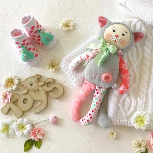 Stuffed cat plushie baby toy Plush cat doll Personalized stuffed animal for baby