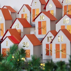 DIY advent calendar box Paper christmas village houses Countdown calendar kit image 2