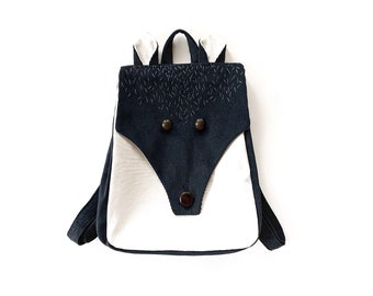 Wolf kids backpack animal pattern, Toddler backpack sewing pattern PDF, Kindergarten rucksack tutorial