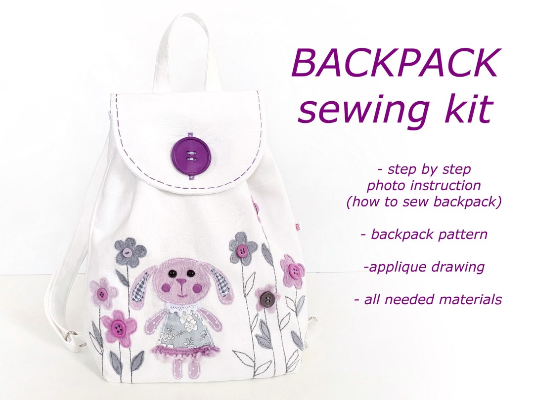 DIY Backpack Kit Mini Kids Backpack Sewing Kit Bunny Flower Etsy
