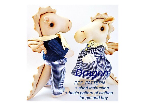 Dragon toy pattern PDF digital pattern Fabric doll pattern | Etsy