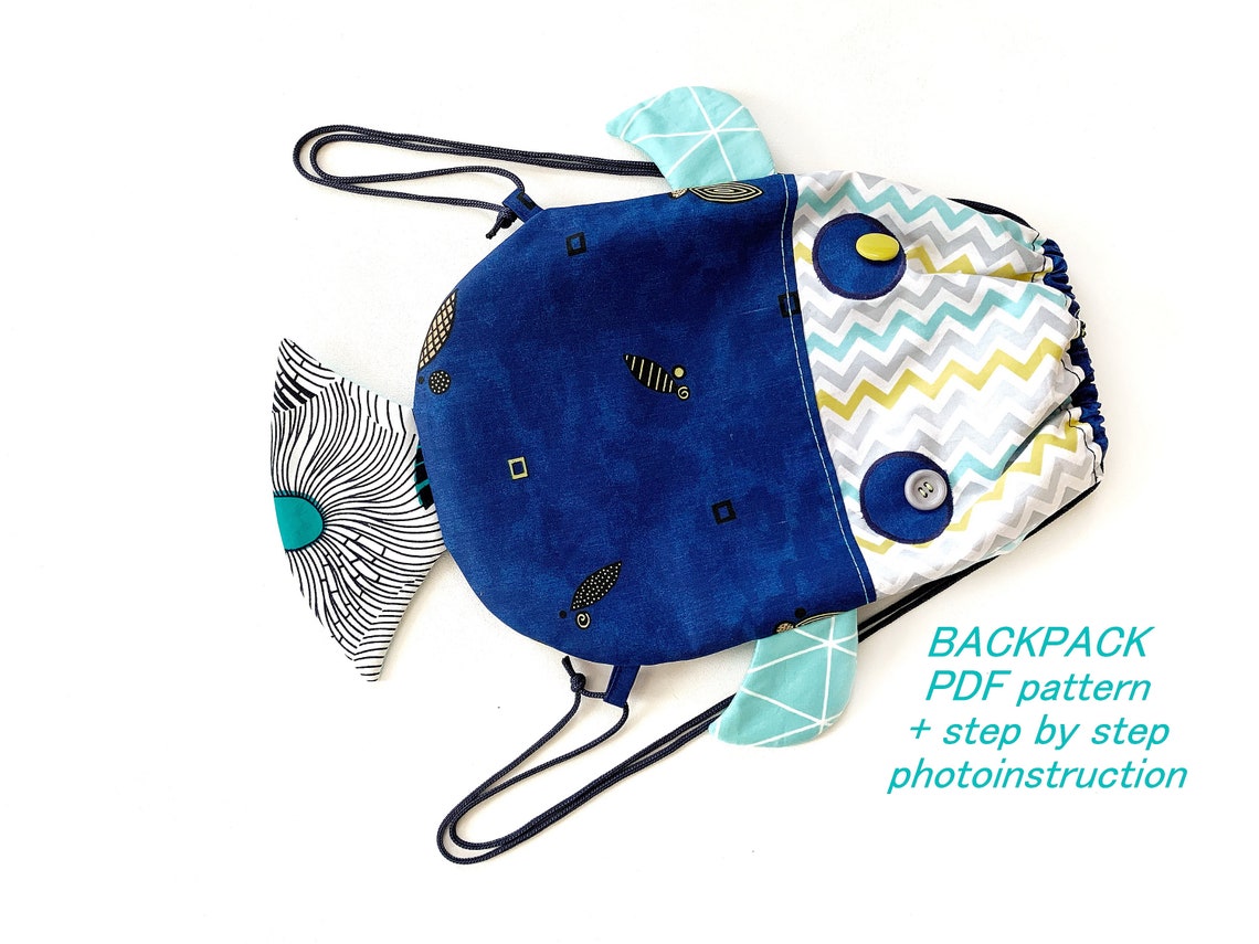 Fish Toddler Backpack Boy Pattern Drawstring Bag Kids Sewing Etsy UK
