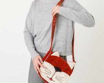 Patrón de costura de bolso mensajero para niños Patrón de bolso de gato para niños PDF