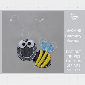 Bee machine embroidery Bee PES file Bee applique design 4 Sizes