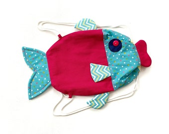 Fish drawstring bag pattern Toddler backpack sewing pattern PDF Kindergarten rucksack