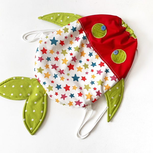 Fish toddler backpack pattern Drawstring bag kids sewing pattern Kids sack PDF