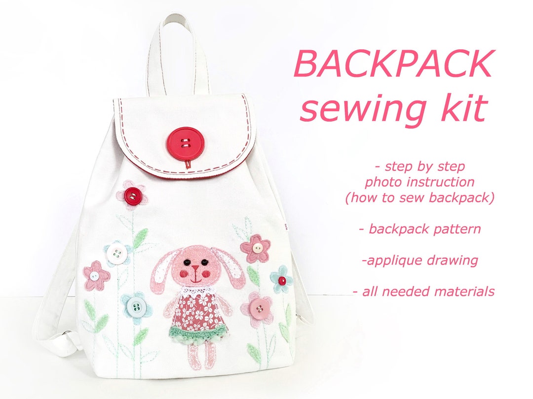 Mini Kids Backpack Sewing Kit Bunny DIY Backpack Kit Flower
