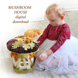 Felt House Sewing Pattern, Mushroom play house,  Doll fairy house pdf