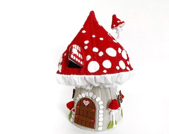 Magic mushroom plush Sewing pattern Fairy house PDF fabric doll house