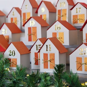 DIY advent calendar box Paper christmas village houses Countdown calendar kit image 1