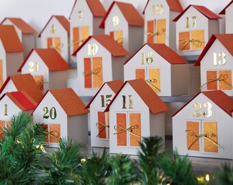 DIY advent calendar box Paper christmas village houses Countdown calendar kit