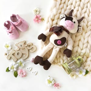Toddler plush cow doll Stuffed cow plushie toy Stuffed animal for baby