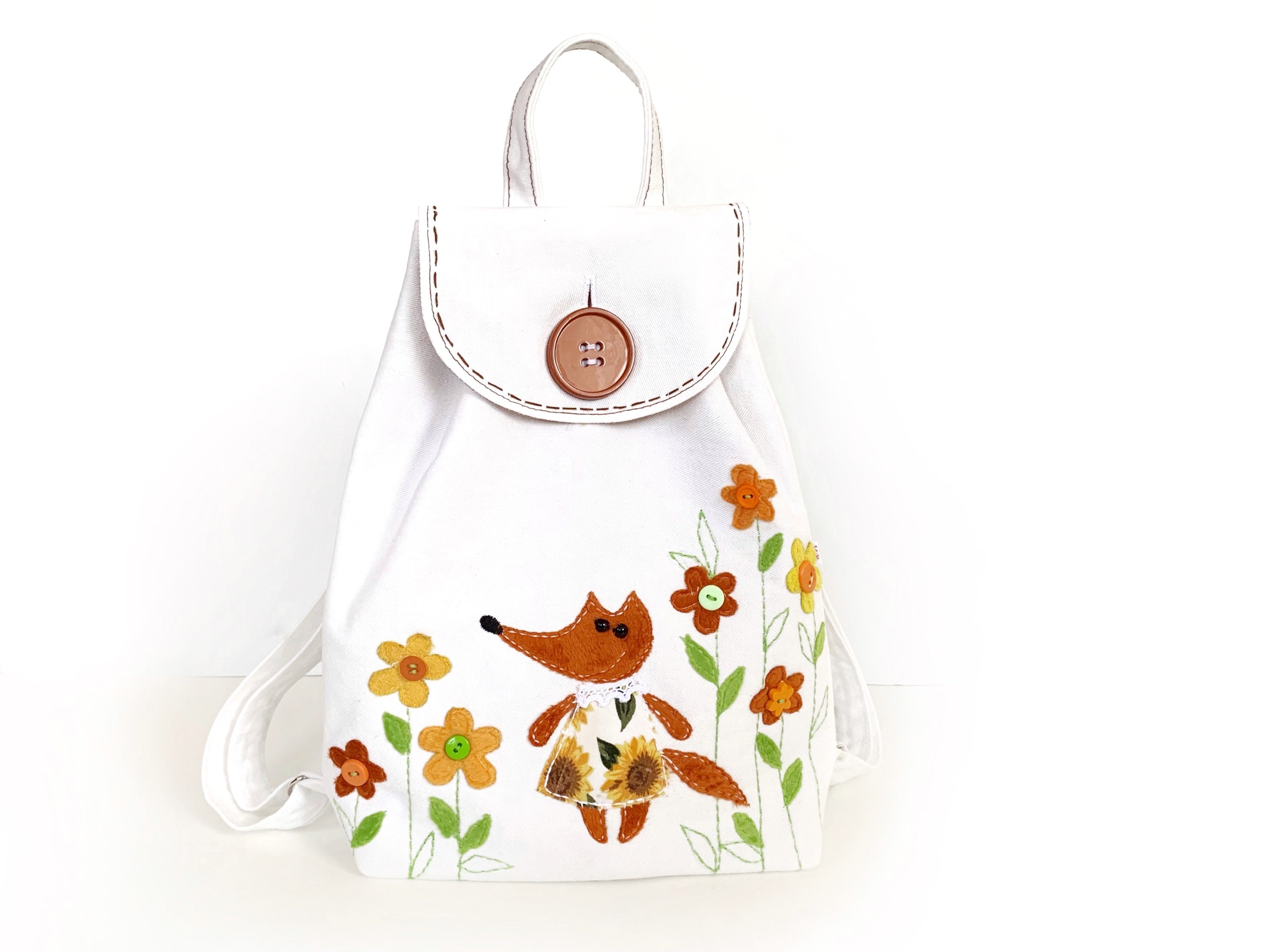 Mini backpack sewing kit Fox diy backpack kit Embroidered Etsy