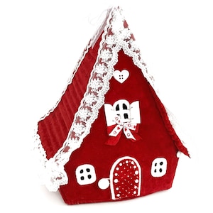 Felt gingerbread house sewing pattern PDF Christmas centerpiece decor