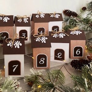 Create your own Advent  Calendar, Cute Houses Countdown calendar kit, Complete DIY Advent Calendar Set.
