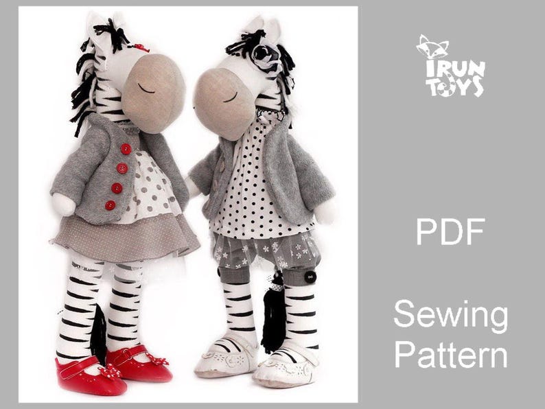 Zebra rag doll pattern pdf, Sewing doll zebra step by step instruction image 2