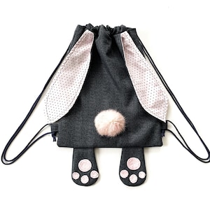 Toddler backpack sewing pattern, Bunny drawstring backpack pdf