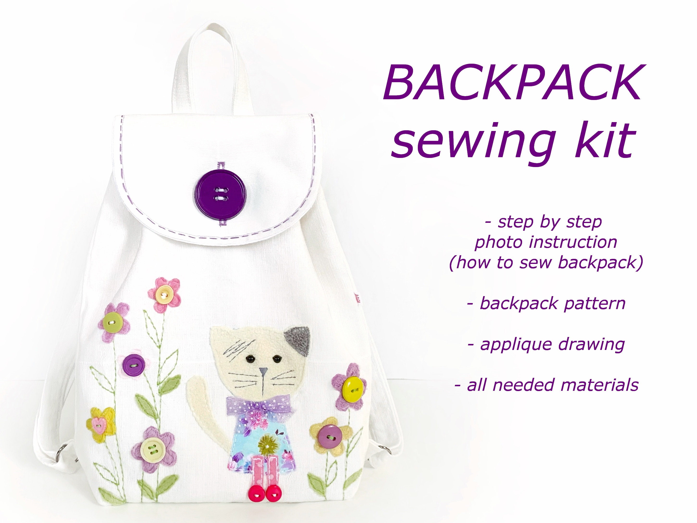 Mini Backpack Sewing Kit Toddler Backpack Craft Kit for Adults Canvas Bag Etsy